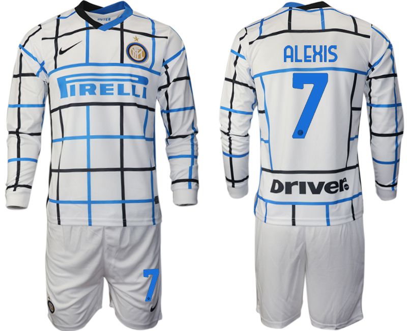 Men 2020-2021 club Inter milan away long sleeve #7 white Soccer Jerseys